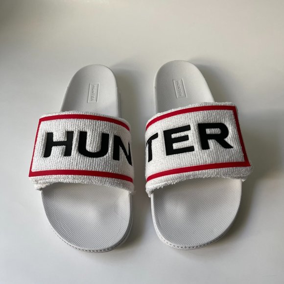 Hunter Shoes - HUNTER Original White Terry Slide Sandals